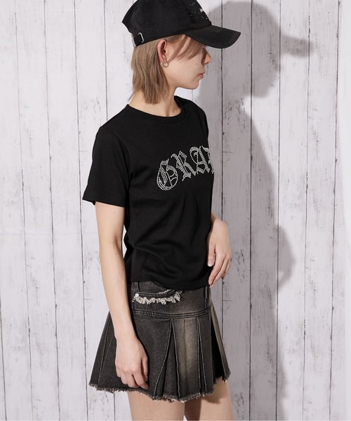 GORGE（ゴージ）の「《ラインストーンロゴ×短丈》Tシャツ／Y2K／春夏／全2色（Tシャツ/カットソー・レディース・ブラック/オフホワイト・F）」の10枚目の写真