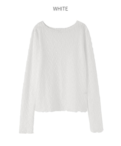 STYLE DELI(スタイルデリ)の「ストレッチドットレーストップス(Tシャツ/カットソー・レディース・ホワイト/ブラック・FREE)」の16枚目の写真