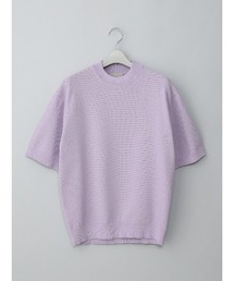 GOOVI（グービ）の「GOOVI／モックネックニット／半袖／ウォッシャブル／和紙ブレンドプレーティング／無地（ニット/セーター）」