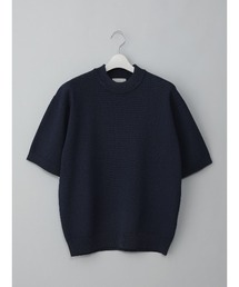 GOOVI（グービ）の「GOOVI／モックネックニット／半袖／ウォッシャブル／和紙ブレンドプレーティング／無地（ニット/セーター）」