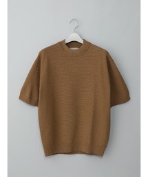 GOOVI（グービ）の「GOOVI／モックネックニット／半袖／ウォッシャブル／和紙ブレンドプレーティング／無地（ニット/セーター）」
