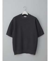 GOOVI（グービ）の「GOOVI／モックネックニット／半袖／ウォッシャブル／和紙ブレンドプレーティング／無地（ニット/セーター）」
