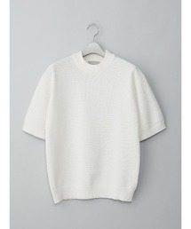 GOOVI（グービ）の「GOOVI／モックネックニット／半袖／ウォッシャブル／和紙ブレンドプレーティング／無地（ニット/セーター）」