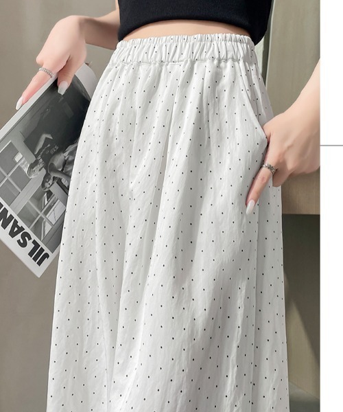 AMAJI(アマジ)の「ドット柄 ハイウエスト ウエストゴム ワイドパンツ(その他パンツ・レディース・ベージュ/ホワイト/ブラック/ライトブルー・MEDIUM/SMALL/X-LARGE/LARGE)」の6枚目の写真