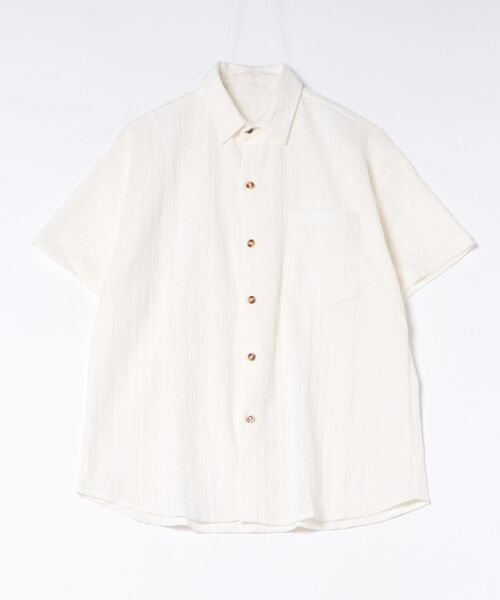 Ritzy(リッツィー)の「レース素材 オープンカラー半袖シャツ(シャツ/ブラウス・メンズ・ホワイト・XL/L/M)」の4枚目の写真