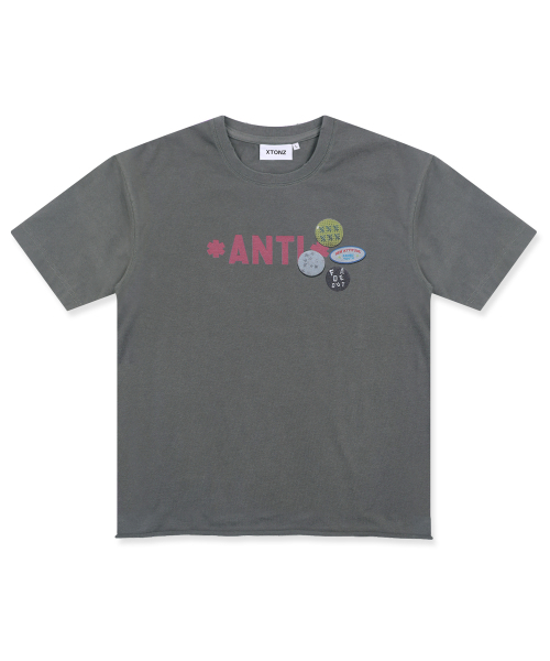 XTONZ（エクストーンズ）の「XF010 アンチピンバッジTシャツ (チャコール)（Tシャツ/カットソー・レディース・その他・SMALL/MEDIUM/LARGE/X-SMALL）」の6枚目の写真