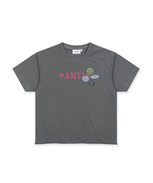 XTONZ（エクストーンズ）の「XF010 アンチピンバッジTシャツ (チャコール)（Tシャツ/カットソー・レディース・その他・SMALL/MEDIUM/LARGE/X-SMALL）」の8枚目の写真