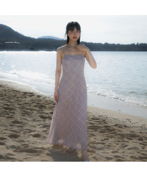 Sheer Grace Slim Long Dress [Pink]