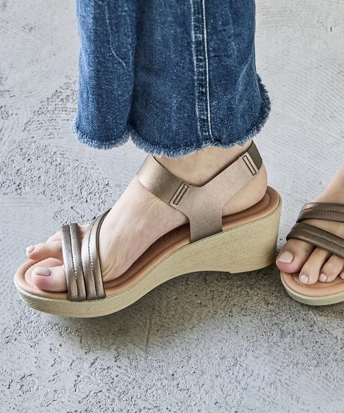 Fashion Letter(ファッションレター)の「日本製 アンクルベルトウェッジサンダル 痛くないサンダル(サンダル・レディース・ゴールド/ブロンズ/ブラック・S/M/L/LL)」の5枚目の写真