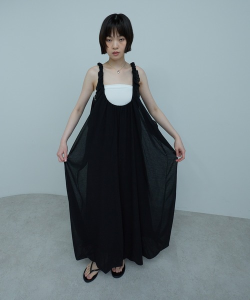 leimn(レイムン)の「シフォンシェルワンピ(ワンピース・レディース・ブラック/アイボリー・FREE)」の21枚目の写真