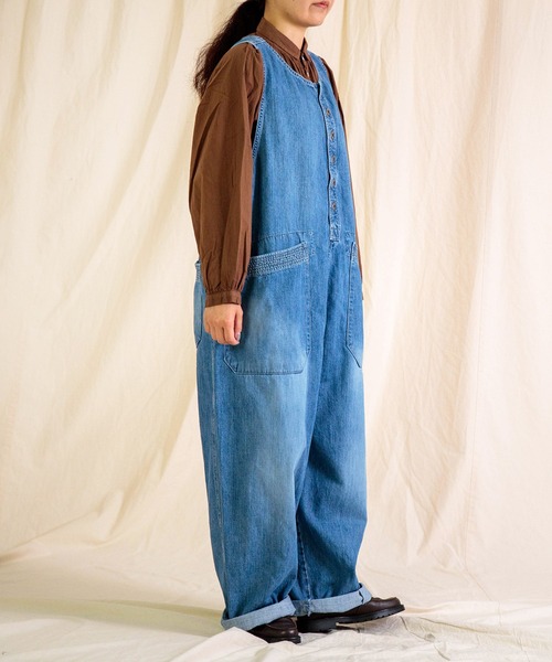 Brocante（ブロカント）の「[Brocante / ブロカント] 10ozデニム トラヴァイユサロペット（サロペット/オーバーオール・レディース・インディゴブルー・2）」の2枚目の写真