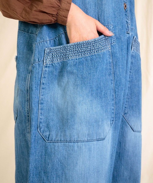 Brocante（ブロカント）の「[Brocante / ブロカント] 10ozデニム トラヴァイユサロペット（サロペット/オーバーオール・レディース・インディゴブルー・2）」の13枚目の写真