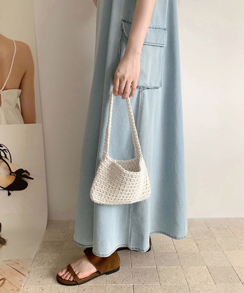 aimoha（アイモハ）の「デニム風キャミワンピース（ワンピース・レディース・ライトブルー/ブルー・FREE）」の10枚目の写真