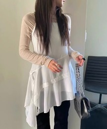 アシンメトリー シアー フレア キャミ ミニ ワンピース