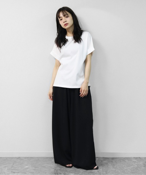 THE CELL.(ザセルドット)の「接触冷感ドライタッチコットン 袖ロールUP ドルマンTシャツ DRY-TOUCH COOL COTTON ROLL-UP SLEEVE TEE(Tシャツ/カットソー・レディース・ピンク/ブラック/チャコールグレー/オフホワイト・FREE)」の8枚目の写真
