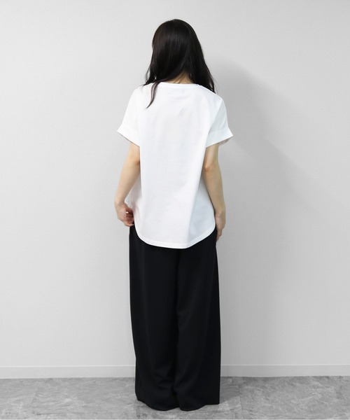 THE CELL.(ザセルドット)の「接触冷感ドライタッチコットン 袖ロールUP ドルマンTシャツ DRY-TOUCH COOL COTTON ROLL-UP SLEEVE TEE(Tシャツ/カットソー・レディース・ピンク/ブラック/チャコールグレー/オフホワイト・FREE)」の22枚目の写真