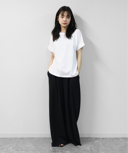 THE CELL.(ザセルドット)の「接触冷感ドライタッチコットン 袖ロールUP ドルマンTシャツ DRY-TOUCH COOL COTTON ROLL-UP SLEEVE TEE(Tシャツ/カットソー・レディース・ピンク/ブラック/チャコールグレー/オフホワイト・FREE)」の7枚目の写真
