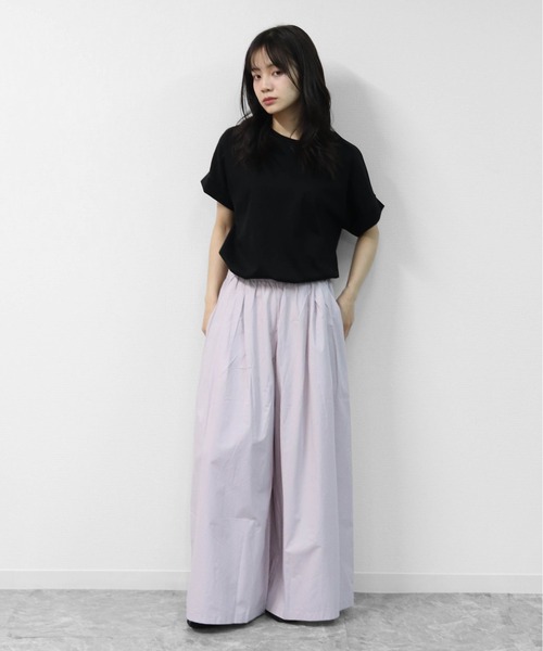 THE CELL.(ザセルドット)の「接触冷感ドライタッチコットン 袖ロールUP ドルマンTシャツ DRY-TOUCH COOL COTTON ROLL-UP SLEEVE TEE(Tシャツ/カットソー・レディース・ピンク/ブラック/チャコールグレー/オフホワイト・FREE)」の16枚目の写真