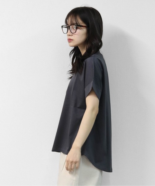 THE CELL.(ザセルドット)の「接触冷感ドライタッチコットン 袖ロールUP ドルマンTシャツ DRY-TOUCH COOL COTTON ROLL-UP SLEEVE TEE(Tシャツ/カットソー・レディース・ピンク/ブラック/チャコールグレー/オフホワイト・FREE)」の21枚目の写真