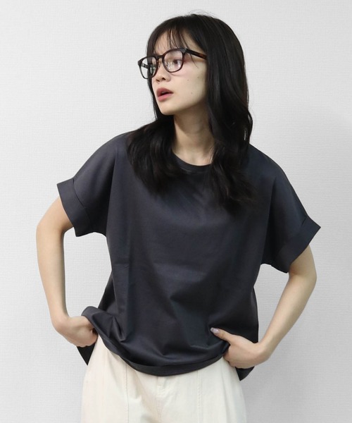 THE CELL.(ザセルドット)の「接触冷感ドライタッチコットン 袖ロールUP ドルマンTシャツ DRY-TOUCH COOL COTTON ROLL-UP SLEEVE TEE(Tシャツ/カットソー・レディース・ピンク/ブラック/チャコールグレー/オフホワイト・FREE)」の20枚目の写真