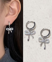 ジルコンリボンピアス