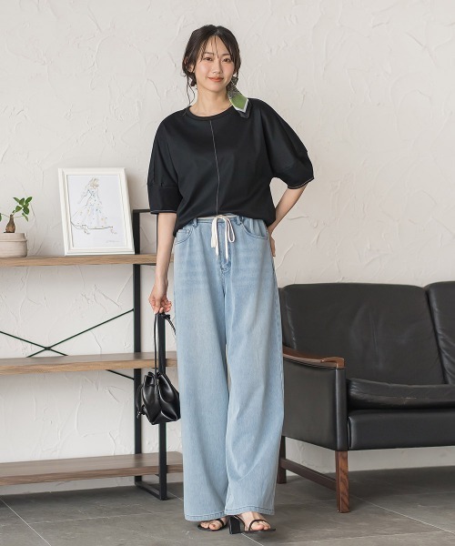 Droite lautreamont(ドロワットロートレアモン)の「マルチエフェクトライトスムースカットソー(Tシャツ/カットソー・レディース・ブルー/ブラック・M)」の7枚目の写真