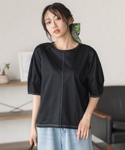 Droite lautreamont(ドロワットロートレアモン)の「マルチエフェクトライトスムースカットソー(Tシャツ/カットソー・レディース・ブルー/ブラック・M)」の3枚目の写真