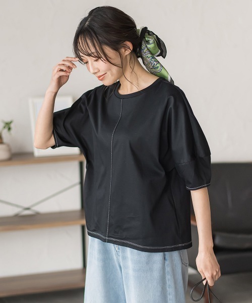 Droite lautreamont(ドロワットロートレアモン)の「マルチエフェクトライトスムースカットソー(Tシャツ/カットソー・レディース・ブルー/ブラック・M)」の4枚目の写真