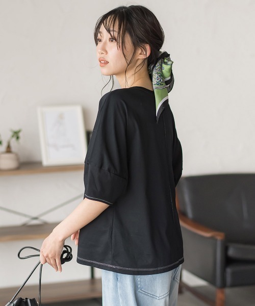 Droite lautreamont(ドロワットロートレアモン)の「マルチエフェクトライトスムースカットソー(Tシャツ/カットソー・レディース・ブルー/ブラック・M)」の5枚目の写真