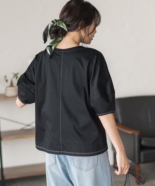 Droite lautreamont(ドロワットロートレアモン)の「マルチエフェクトライトスムースカットソー(Tシャツ/カットソー・レディース・ブルー/ブラック・M)」の6枚目の写真