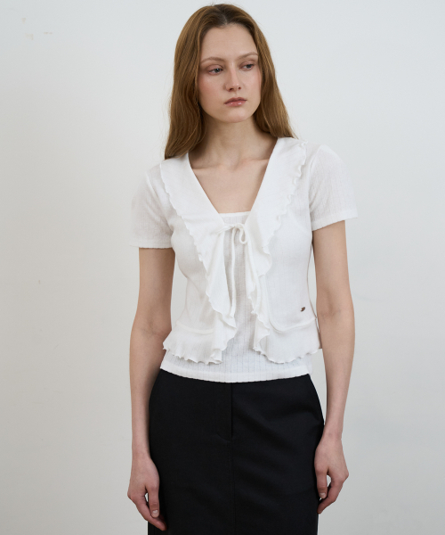 DEHEVE（デヘヴェ）の「Frill Ribbon Cardigan Set [Ivory]（カーディガン/ボレロ・レディース・アイボリー・OS）」の12枚目の写真