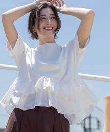 裾フリルドッキングTシャツ【洗濯機OK】