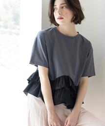 OPAQUE.CLIP | 裾フリルドッキングTシャツ【洗濯機OK】(Tシャツ/カットソー)