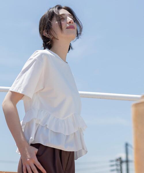 OPAQUE.CLIP（オペークドットクリップ）の「裾フリルドッキングTシャツ【洗濯機OK】（Tシャツ/カットソー・レディース・グレー系その他5/ブラック/ホワイト/ネイビー系4・42/40/38）」の8枚目の写真