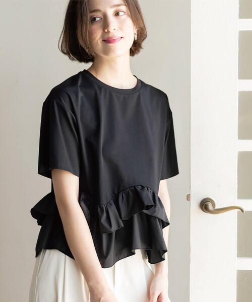 OPAQUE.CLIP（オペークドットクリップ）の「裾フリルドッキングTシャツ【洗濯機OK】（Tシャツ/カットソー・レディース・グレー系その他5/ブラック/ホワイト/ネイビー系4・42/40/38）」の10枚目の写真