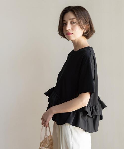 OPAQUE.CLIP（オペークドットクリップ）の「裾フリルドッキングTシャツ【洗濯機OK】（Tシャツ/カットソー・レディース・グレー系その他5/ブラック/ホワイト/ネイビー系4・42/40/38）」の11枚目の写真