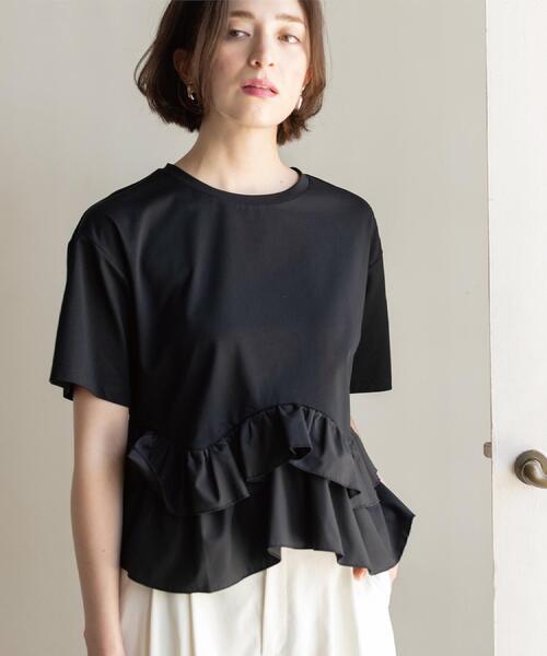 OPAQUE.CLIP（オペークドットクリップ）の「裾フリルドッキングTシャツ【洗濯機OK】（Tシャツ/カットソー・レディース・グレー系その他5/ブラック/ホワイト/ネイビー系4・42/40/38）」の13枚目の写真