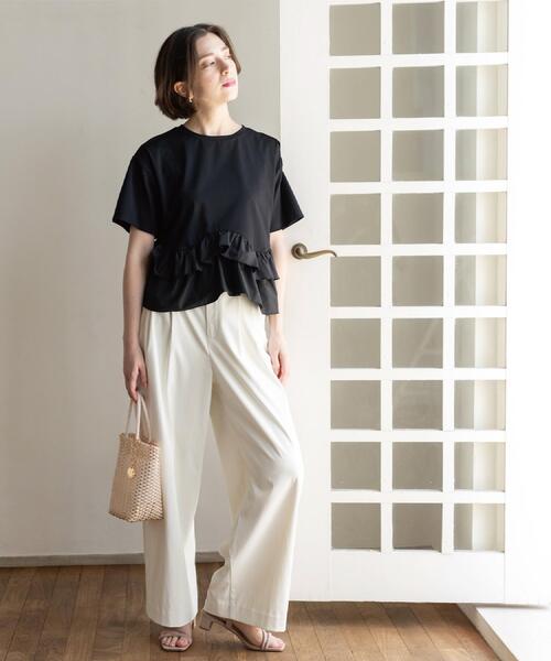 OPAQUE.CLIP（オペークドットクリップ）の「裾フリルドッキングTシャツ【洗濯機OK】（Tシャツ/カットソー・レディース・グレー系その他5/ブラック/ホワイト/ネイビー系4・42/40/38）」の15枚目の写真