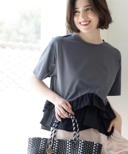 OPAQUE.CLIP（オペークドットクリップ）の「裾フリルドッキングTシャツ【洗濯機OK】（Tシャツ/カットソー・レディース・グレー系その他5/ブラック/ホワイト/ネイビー系4・42/40/38）」の18枚目の写真