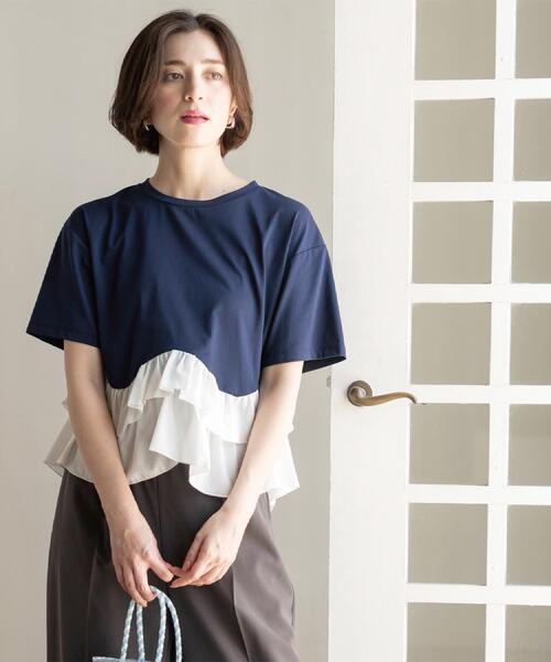 OPAQUE.CLIP（オペークドットクリップ）の「裾フリルドッキングTシャツ【洗濯機OK】（Tシャツ/カットソー・レディース・グレー系その他5/ブラック/ホワイト/ネイビー系4・42/40/38）」の20枚目の写真