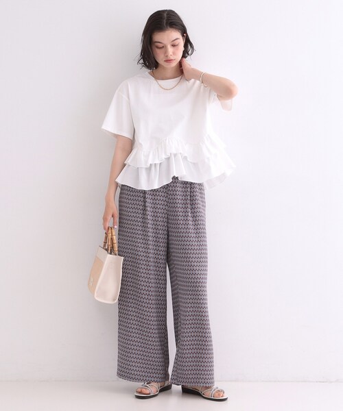 OPAQUE.CLIP（オペークドットクリップ）の「裾フリルドッキングTシャツ【洗濯機OK】（Tシャツ/カットソー・レディース・グレー系その他5/ブラック/ホワイト/ネイビー系4・42/40/38）」の5枚目の写真