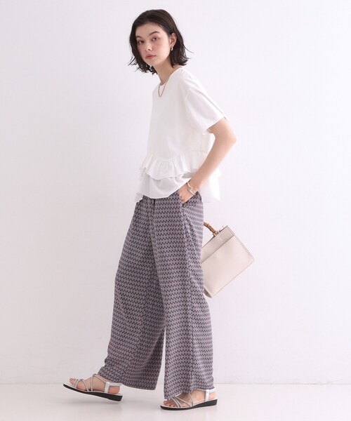 OPAQUE.CLIP（オペークドットクリップ）の「裾フリルドッキングTシャツ【洗濯機OK】（Tシャツ/カットソー・レディース・グレー系その他5/ブラック/ホワイト/ネイビー系4・42/40/38）」の6枚目の写真