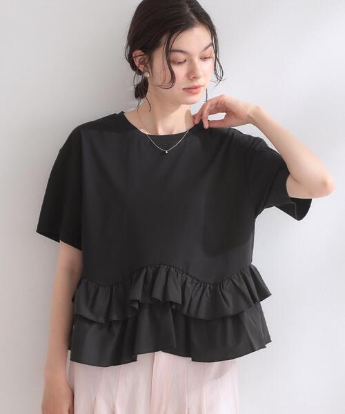 OPAQUE.CLIP（オペークドットクリップ）の「裾フリルドッキングTシャツ【洗濯機OK】（Tシャツ/カットソー・レディース・グレー系その他5/ブラック/ホワイト/ネイビー系4・42/40/38）」の8枚目の写真