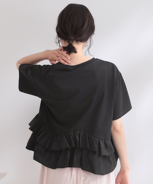 OPAQUE.CLIP（オペークドットクリップ）の「裾フリルドッキングTシャツ【洗濯機OK】（Tシャツ/カットソー・レディース・グレー系その他5/ブラック/ホワイト/ネイビー系4・42/40/38）」の9枚目の写真