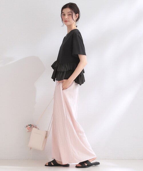 OPAQUE.CLIP（オペークドットクリップ）の「裾フリルドッキングTシャツ【洗濯機OK】（Tシャツ/カットソー・レディース・グレー系その他5/ブラック/ホワイト/ネイビー系4・42/40/38）」の11枚目の写真