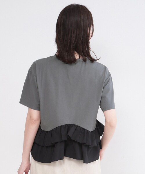 OPAQUE.CLIP（オペークドットクリップ）の「裾フリルドッキングTシャツ【洗濯機OK】（Tシャツ/カットソー・レディース・グレー系その他5/ブラック/ホワイト/ネイビー系4・42/40/38）」の14枚目の写真
