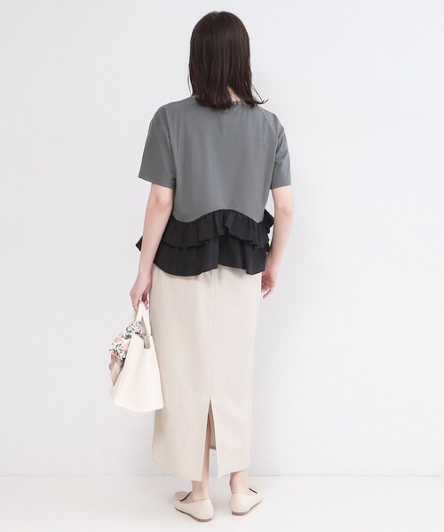 OPAQUE.CLIP（オペークドットクリップ）の「裾フリルドッキングTシャツ【洗濯機OK】（Tシャツ/カットソー・レディース・グレー系その他5/ブラック/ホワイト/ネイビー系4・42/40/38）」の16枚目の写真