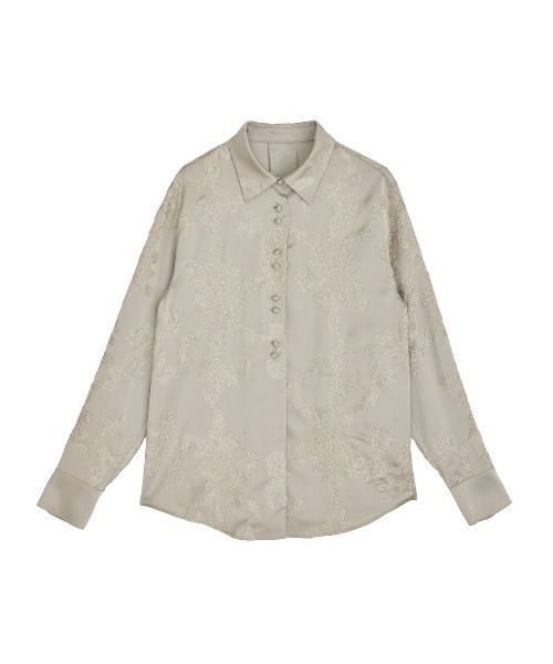 Ameri(アメリ)の「MOLE YARN EMBROIDERY SATIN SHIRT(シャツ/ブラウス・レディース・ベージュ/ブラック/スカイブルー・FREE)」の15枚目の写真
