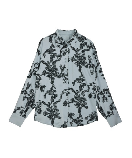 Ameri(アメリ)の「MOLE YARN EMBROIDERY SATIN SHIRT(シャツ/ブラウス・レディース・ベージュ/ブラック/スカイブルー・FREE)」の16枚目の写真