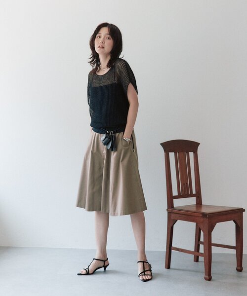 RIVE DROITE(リヴドロワ)の「予約【手洗い可/ドライタッチ】ペーパーヤーンシアー2WAYニット(ニット/セーター・レディース・ピンク/ブラック/ベージュ・FREE)」の4枚目の写真